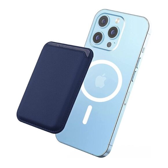 Magnetic Wallet Card Holder For iPhone with MagSafe Case, Navy Blue/ Black Color - Picture 1 of 9